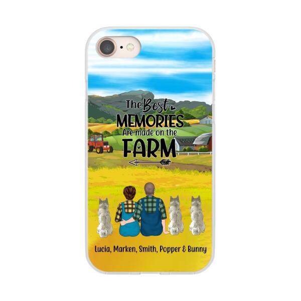 Personalized Phone Case, Couple With 3 Dogs – Life Is Better On The Farm, Gift For Farmers