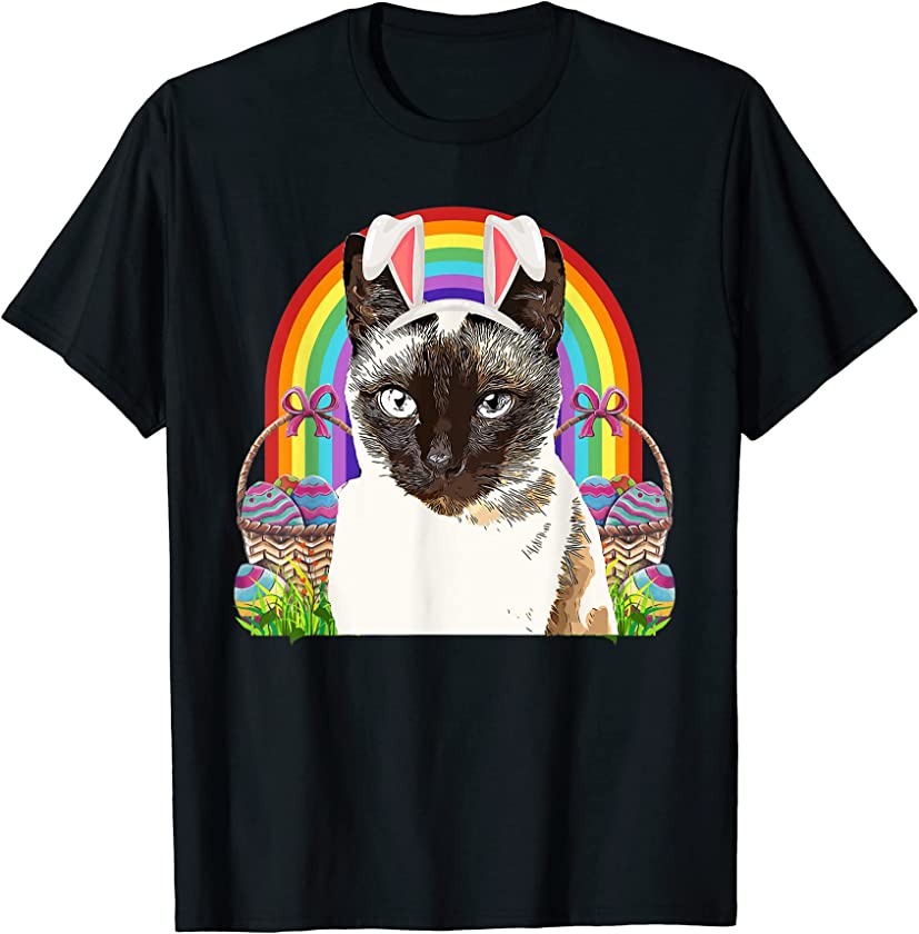 Cute Easter Cat Bunny Egg Hunt Rainbow Cat Lovers T-Shirt