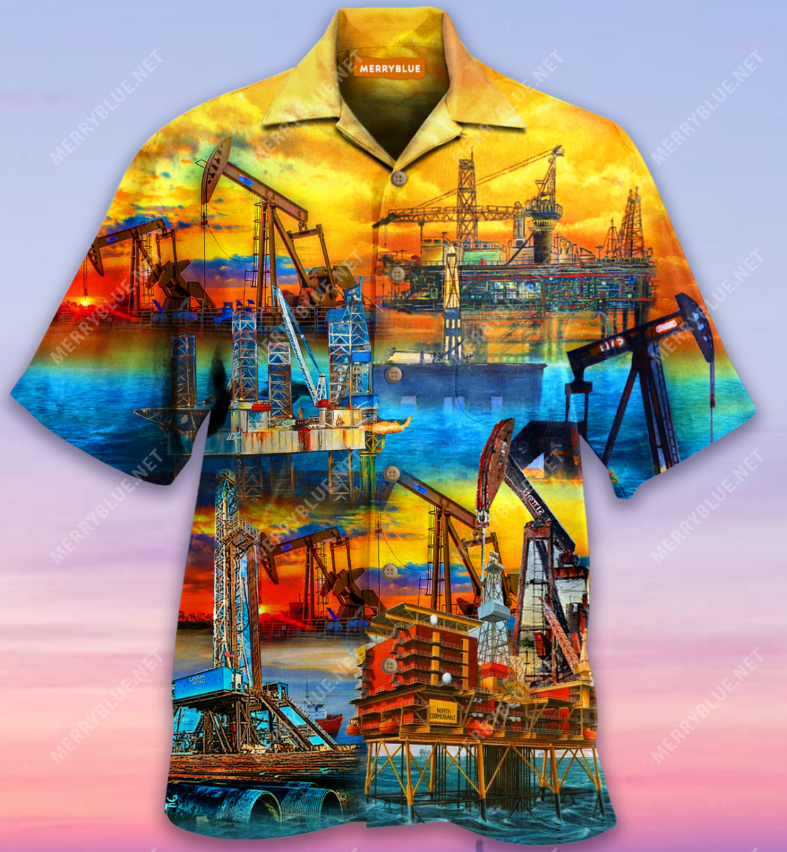 Sunset At The Oil Field Unisex Hawaii Shirt Ha89318