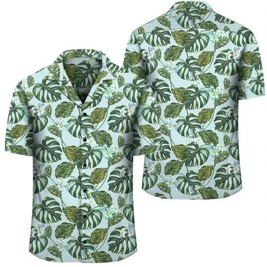 Tropical Flowers Monstera Leaf Aloha Hawaiian Shirt Colorful Short Sleeve Summer Beach Casual Shirt For Men And Women