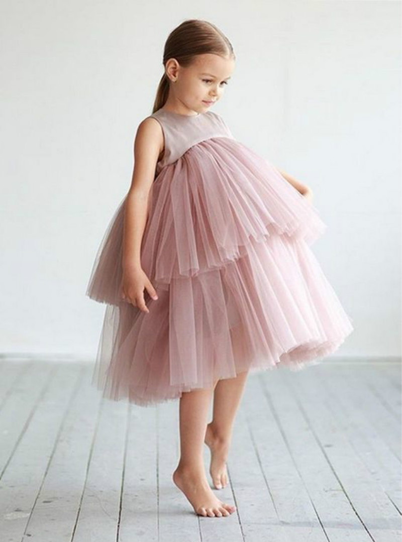 2021 Hot Sale New Summer Kids Girls Party Dresses Black Round Sleeveless Cake Princess Dress Children Clothes E0702 alx