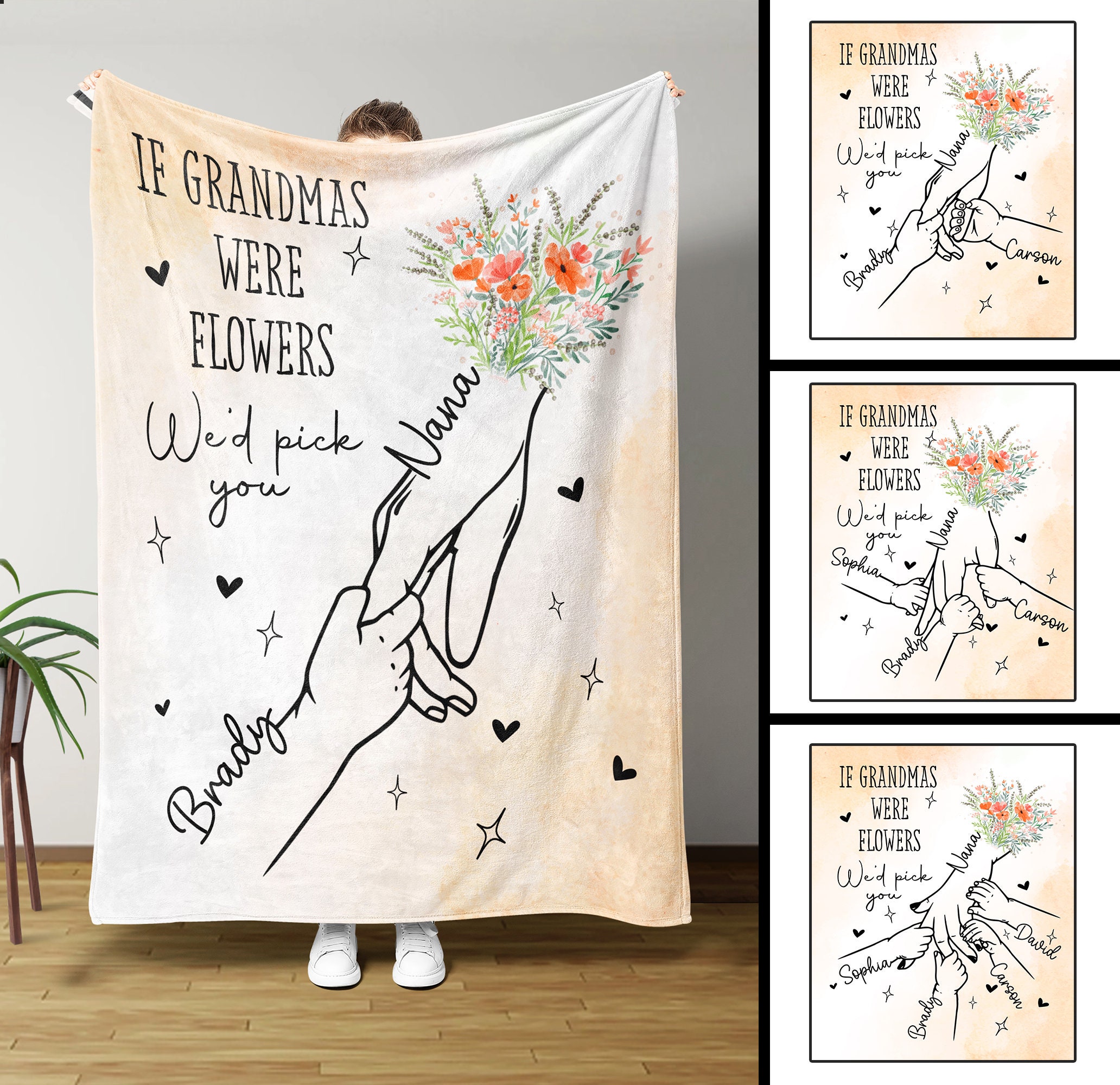 Personalized Gifts, Gifts for Grandma, If Grandmas Were Flowers Blanket, Grandma Gifts, Grandma Gifts Ideas, Mothers Day Gifts, Mom Gifts