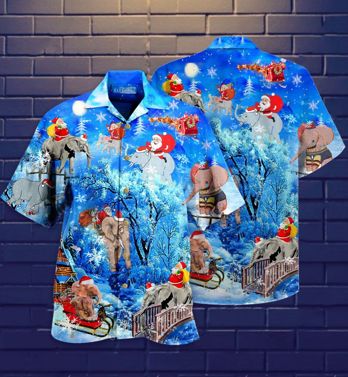 TJJ242011A05BK ELEPHANT CHRISTMAS BUTTON SHIRT BB