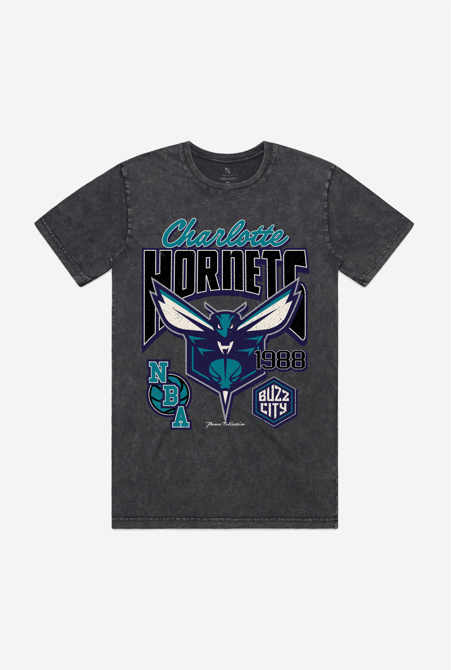 Charlotte Hornets Stonewash T-Shirt – Black