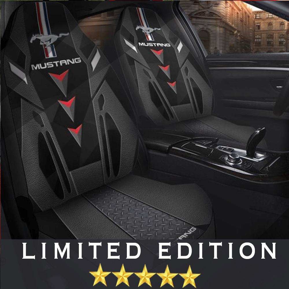 Limited Edition – Ford Mustang Car Seat Cover (Set Of 2) Ver1 (Black) – Dc