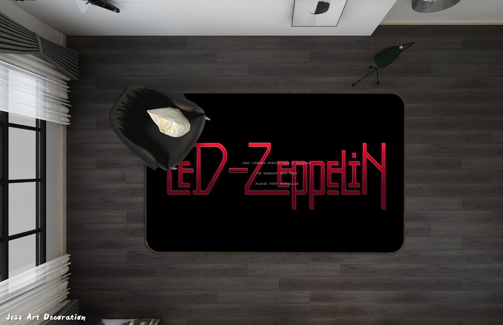 3D Led Zeppelin Band Black Non-Slip Rug Mat 71