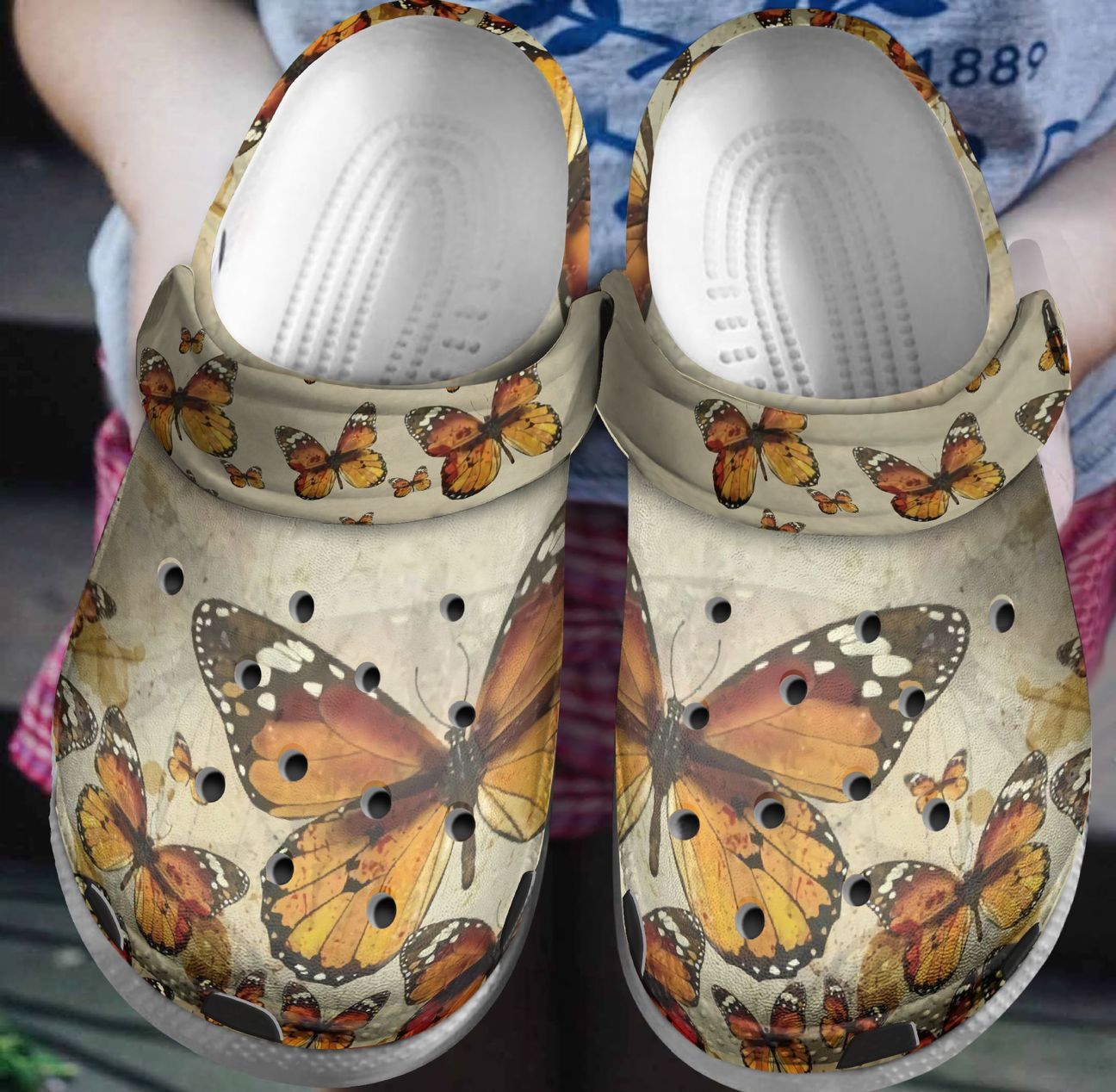 Vintage Butterfly Personalized Clog, Custom Name, Text, Color, Number Fashion Style For Women, Men, Kid, Print 3D 3D
