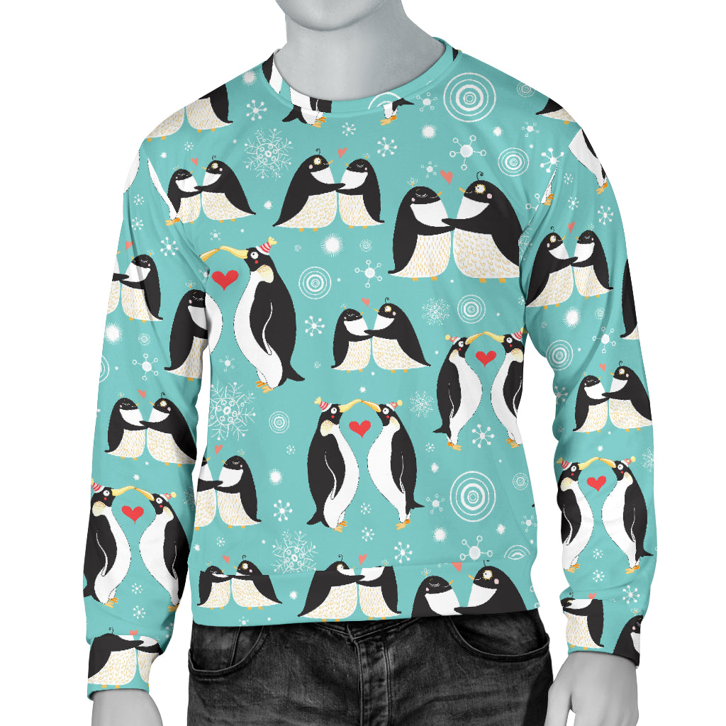 Penguin Love Print Men Long Sleeve Sweatshirt