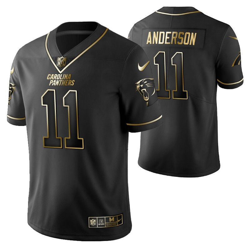 Carolina Panthers Robby Anderson 11 2021 NFL Golden Brandedition Black Jersey Gift For Panthers Fans