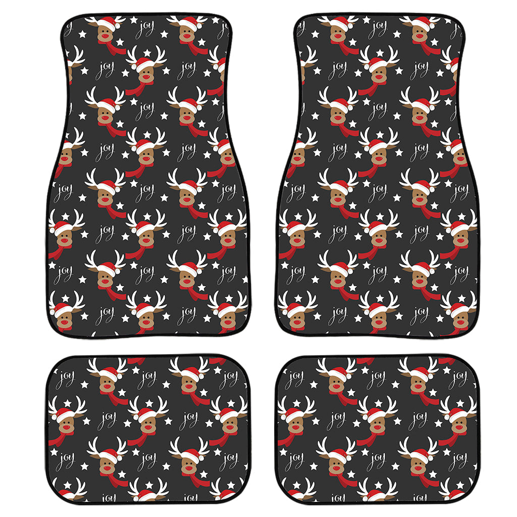 Santa Claus Deer Pattern Print Front And Back Car Floor Mats, Front Car Mat