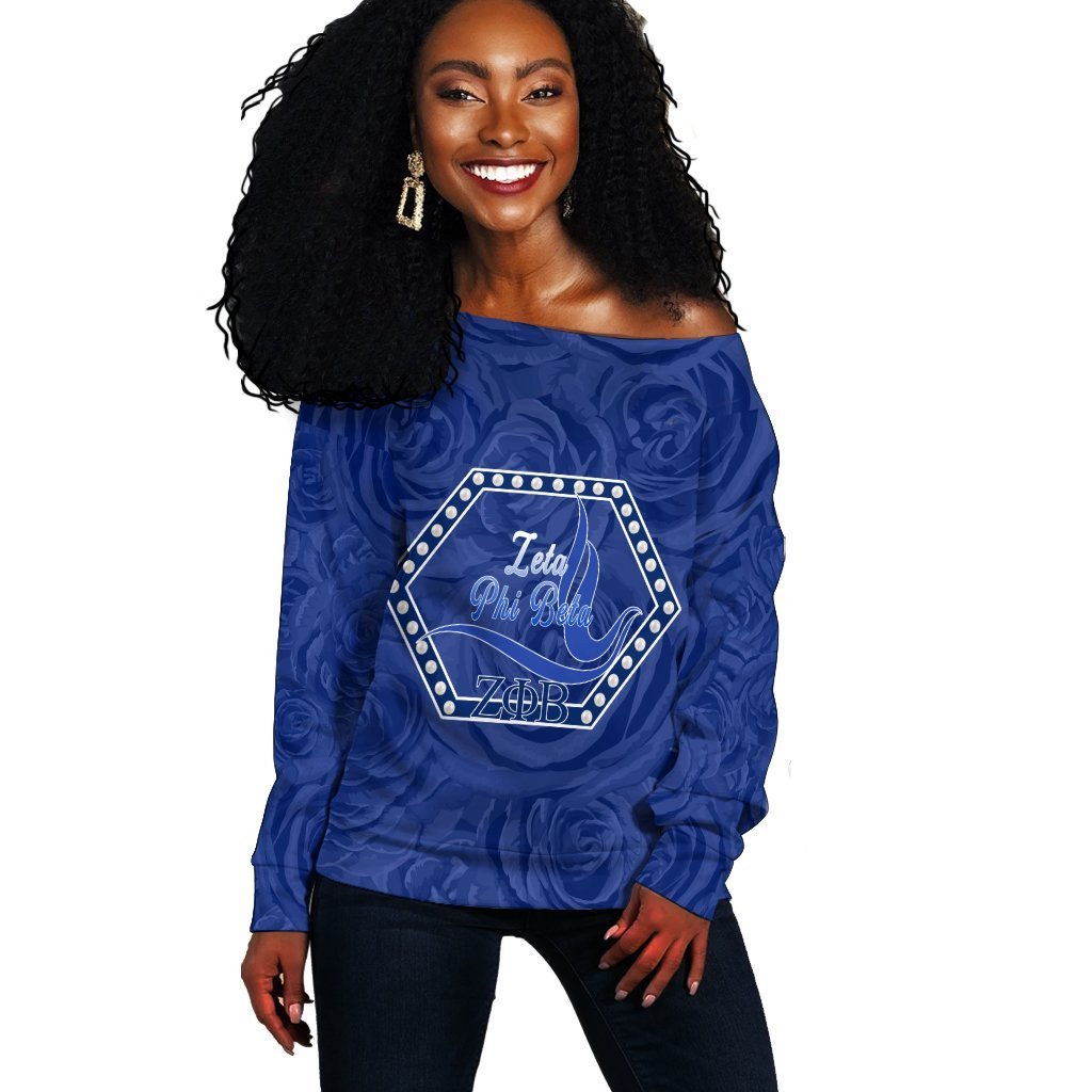 Sorority Sweatshirt – Zeta Phi Beta Rose Peals Off Shoulder