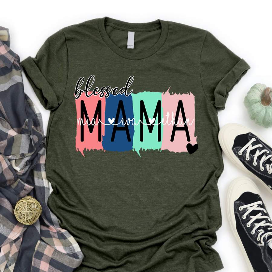 Personalized Blessed Mom Color Shirt