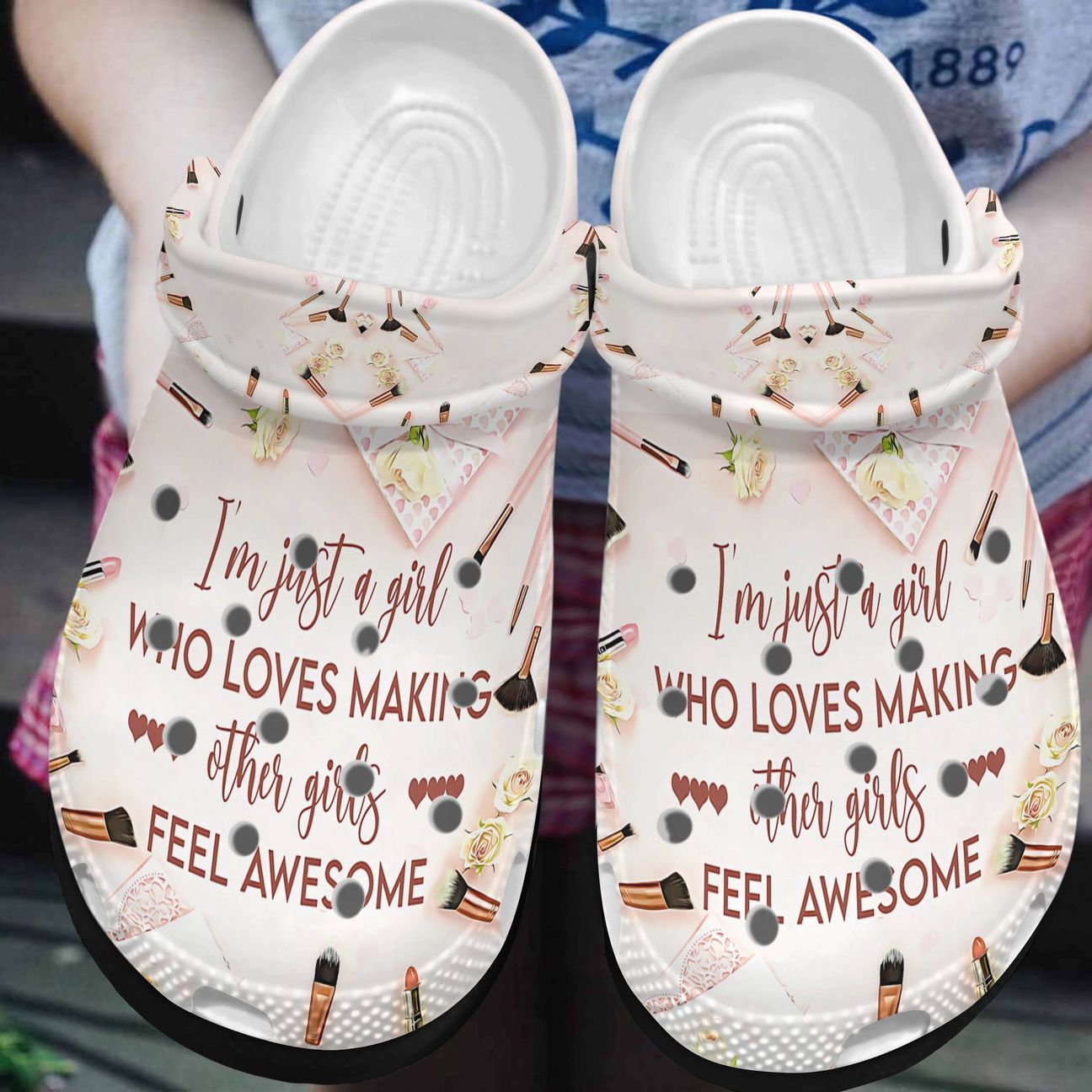 Makeup Personalized Clog, Custom Name, Text, Color, Number Fashion Style For Women, Men, Kid, Print 3D Just A Girl Who Loves Makeup