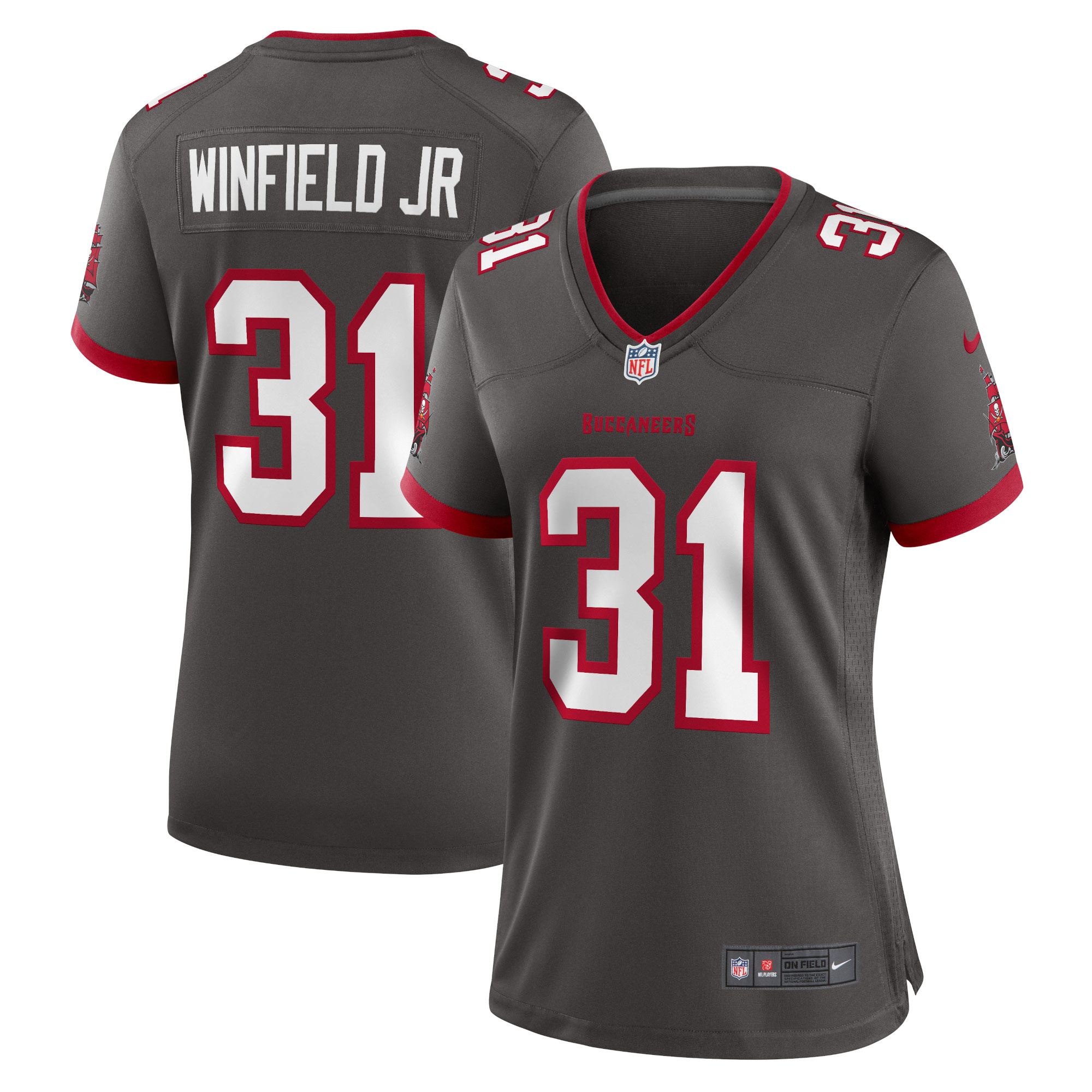 Women’s Tampa Bay Buccaneers Antoine Winfield Jr. Pewter Game Jersey