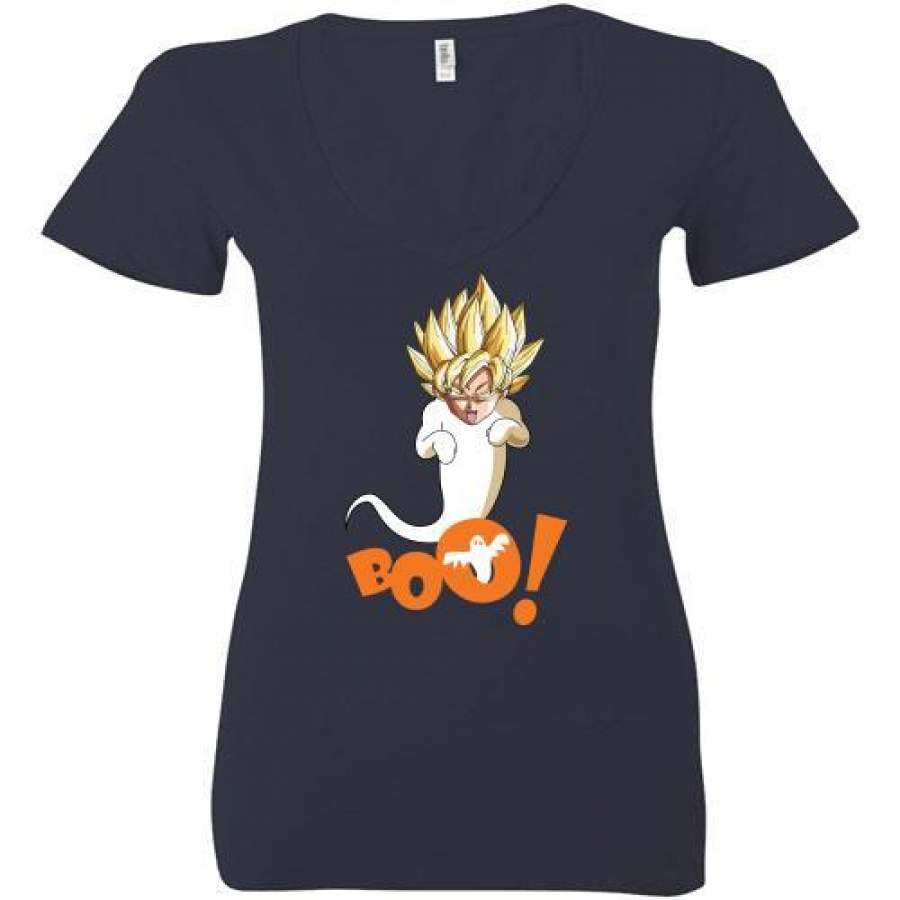 Songoku Boo Ghost Dragon Ball Halloween Ladies Deep V-Neck