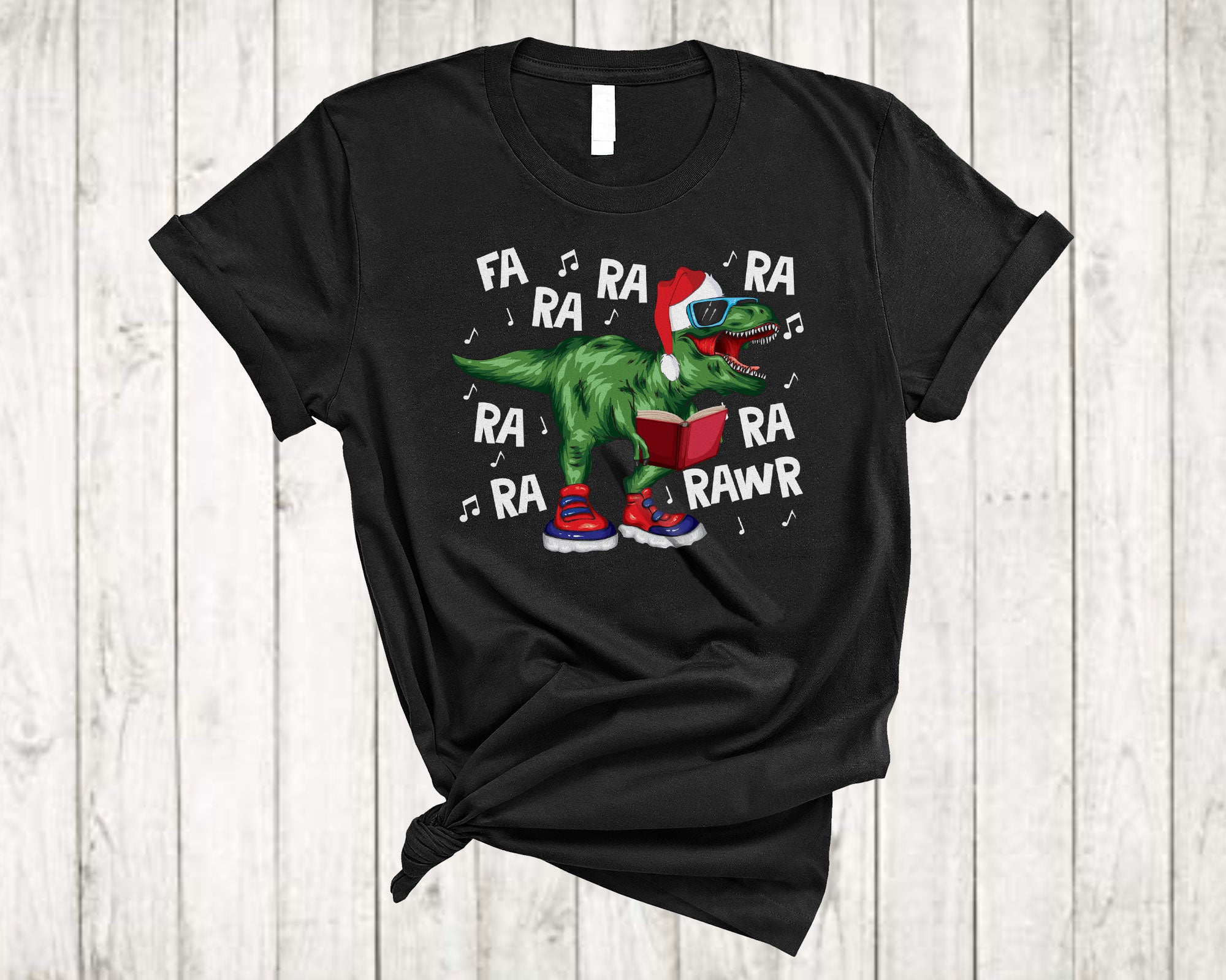 Christmas T-Rex Shirt Fa Ra Ra Fa Ra Rawr Funny Christmas Santa T-Rex Dinosaur Lover Gifts T-Shirt