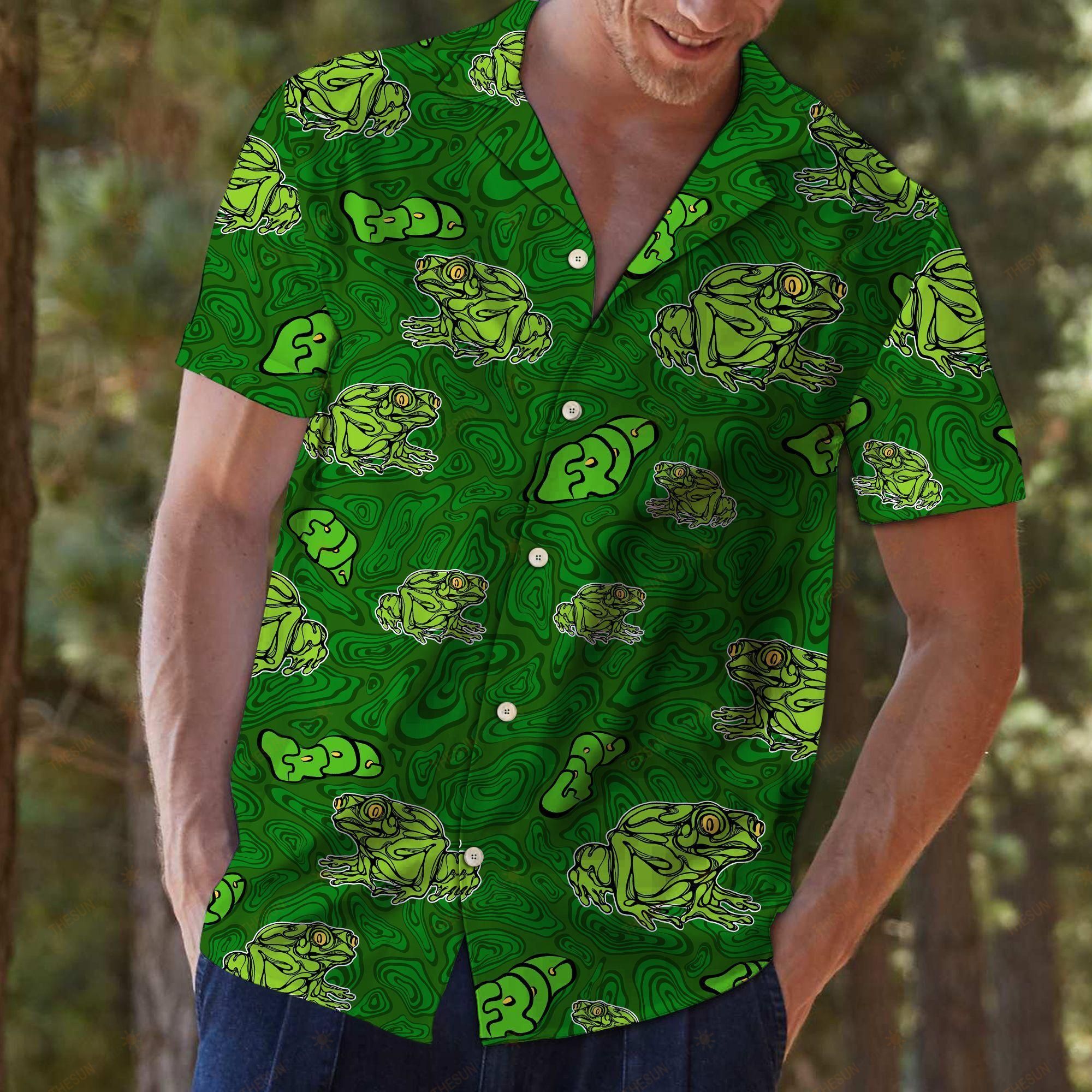 Frog Green Pattern Hawaiian Shirt Ha45573