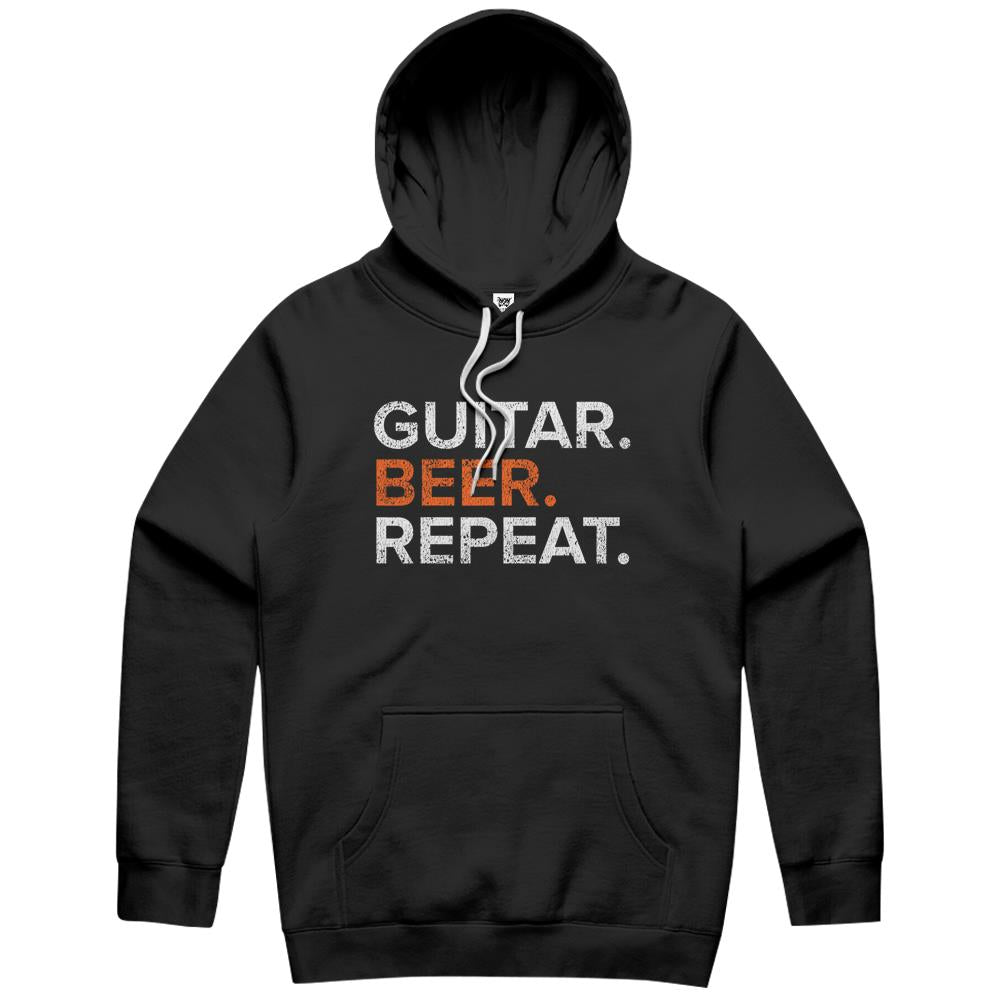 Vintage Guitar Beer Repeat Funny Hoodie