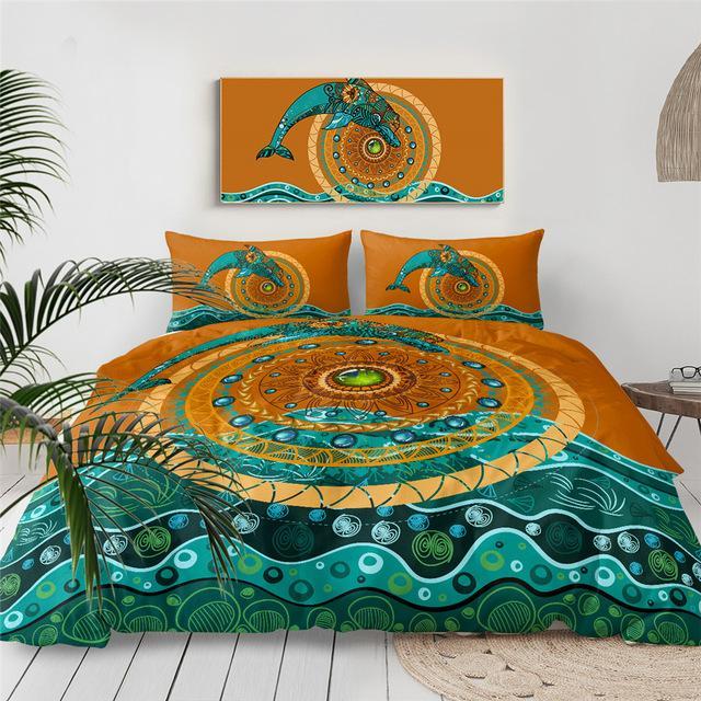 Dolphin Art 3 Pieces Quilted Comforter Set