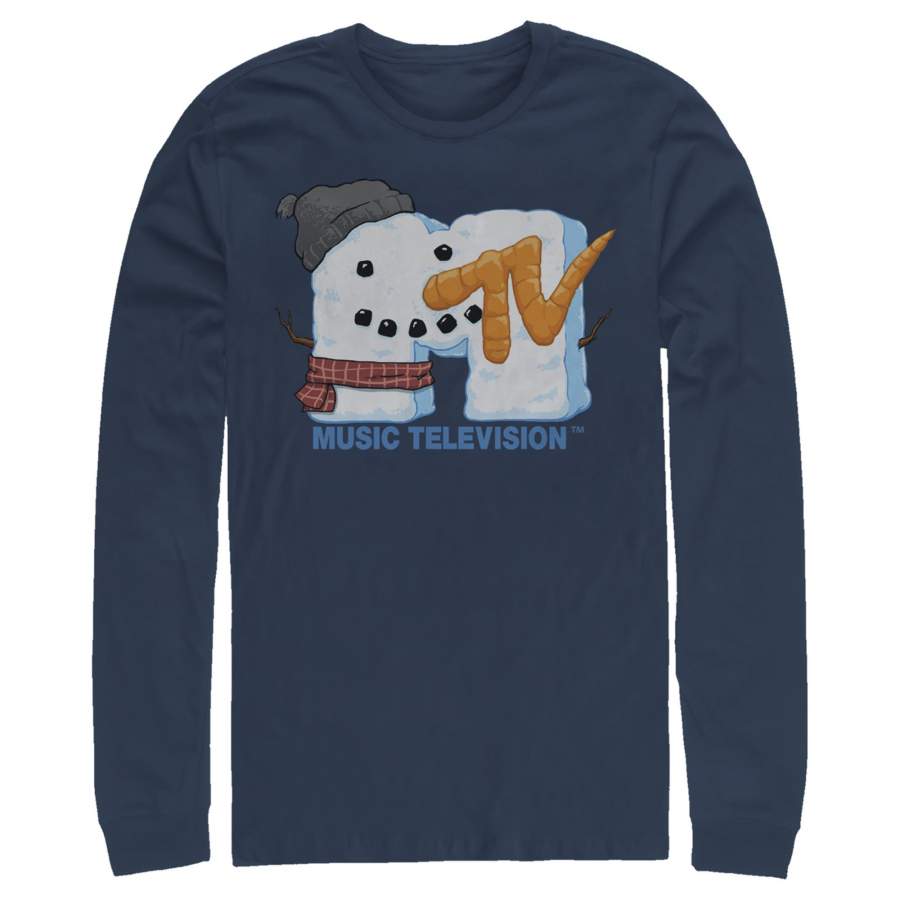 MTV Men’s Christmas Logo Snowman  Long Sleeve Shirt