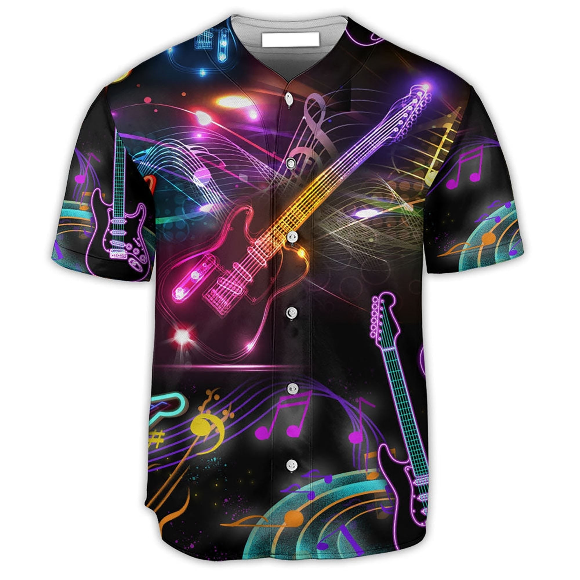 Guitar Neon Music Lover Baseball Jersey, Gift For Guitar Lover, Baseball Jersey Shirt For Men Women