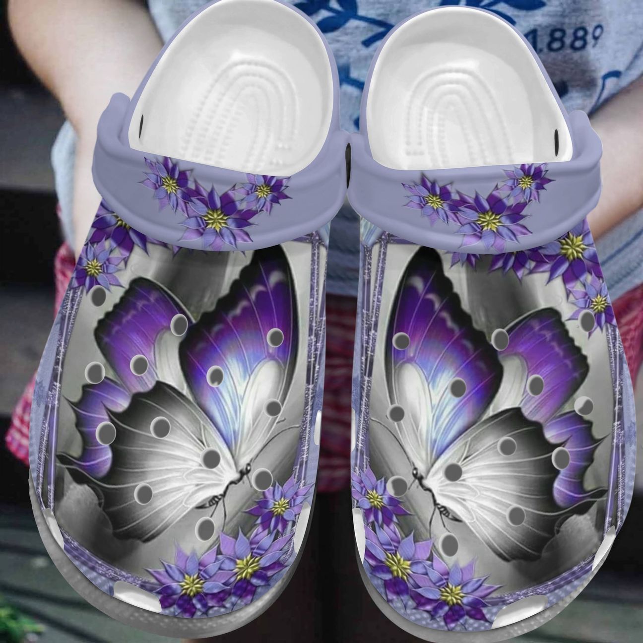 Butterfly Personalized Clog, Custom Name, Text, Color, Number Fashion Style For Women, Men, Kid, Print 3D Beautiful Purple Butterfly