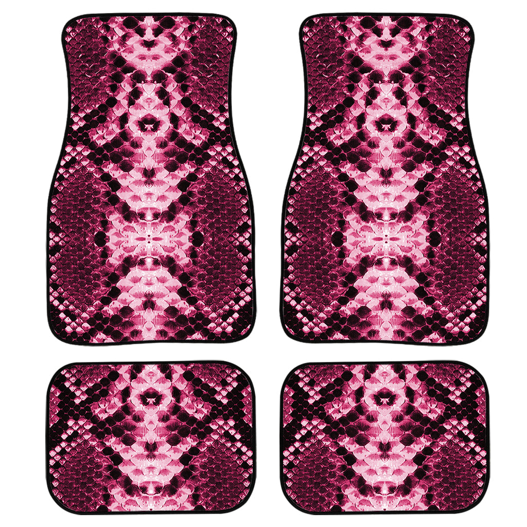 Pink Python Snakeskin Print Front And Back Car Floor Mats, Front Car Mat