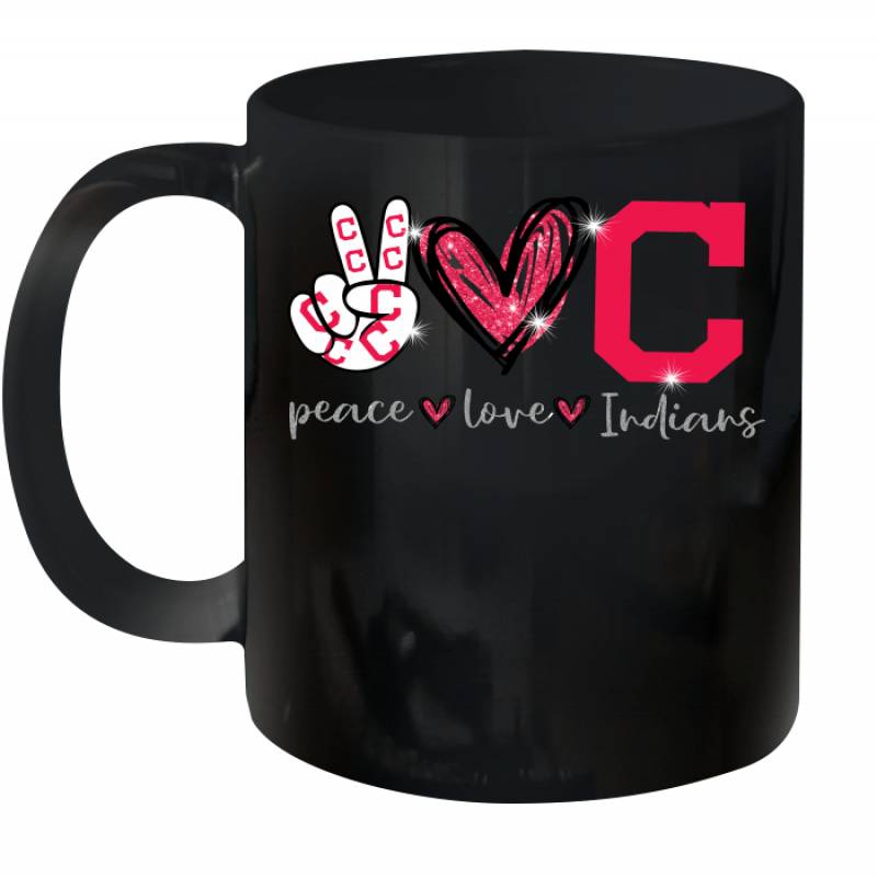 Peace Love Indians gift for Cleveland Indians Fans Ceramic Mug 11oz