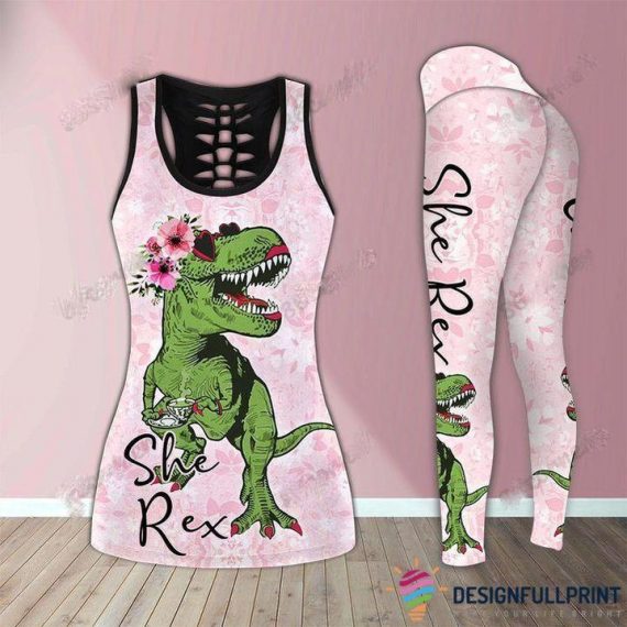 Black Pride Gift For Dinosaur Lovers She T-Rex Tank Top Legging Set Ln