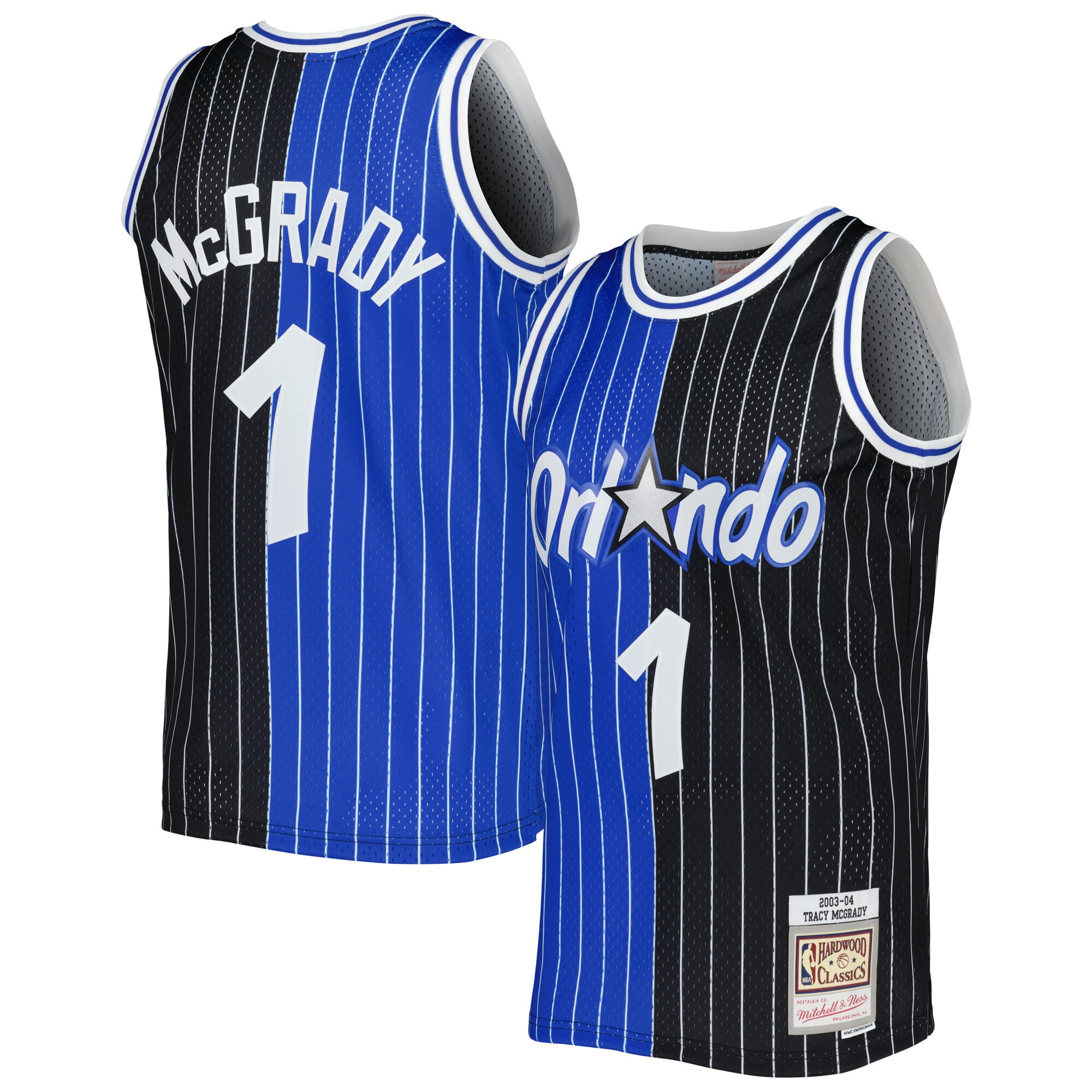 Tracy McGrady Orlando Magic Mitchell & Ness Hardwood Classics 2003/04 Split Swingman Jersey – Blue/Black