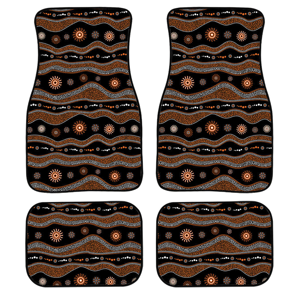 Australian Aboriginal Art Pattern Print Front And Back Car Floor Mats, Front Car Mat