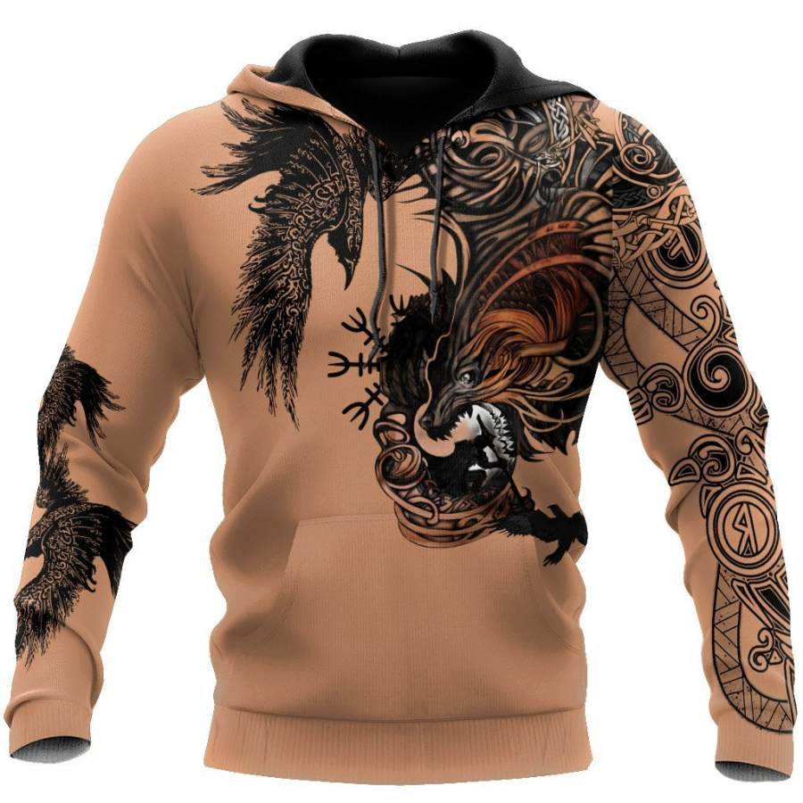 Viking Wolf Fenrir II All 3D Over Printed Unisex Hoodie ML