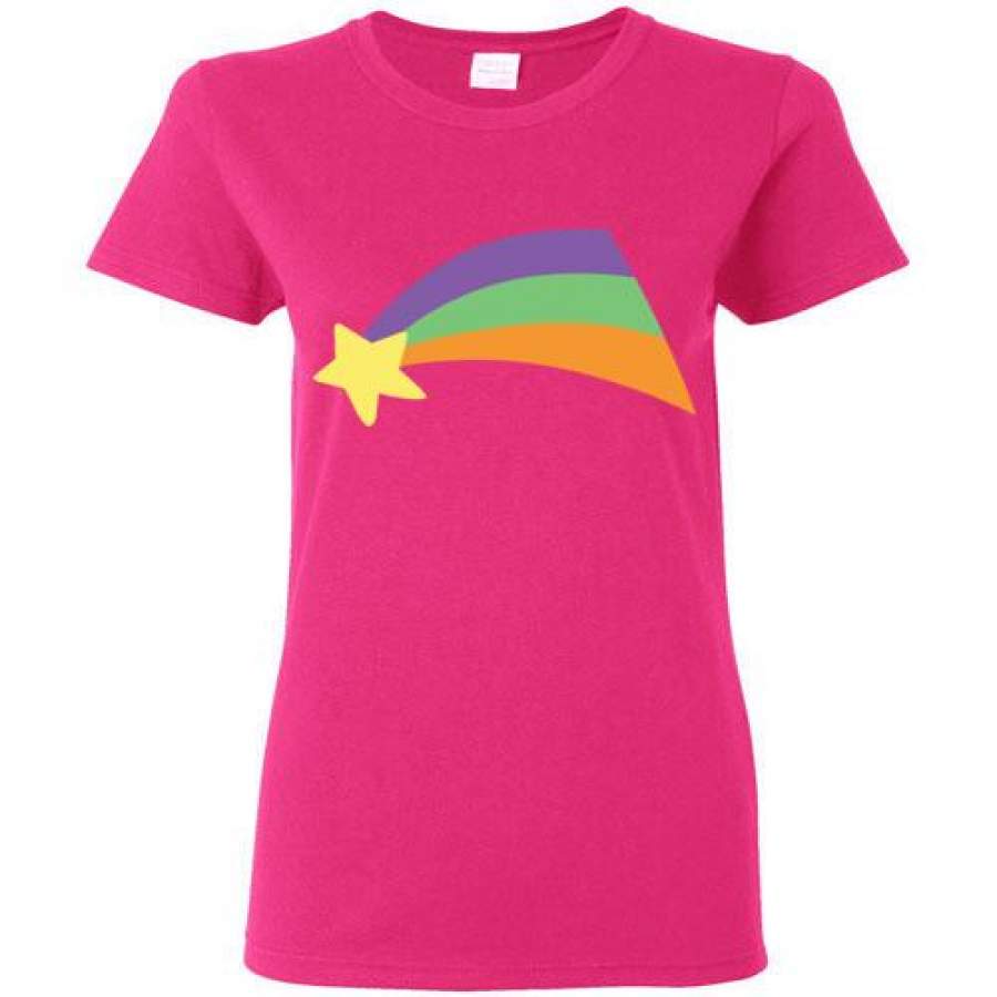 Mabel Pines Shooting Star Rainbow Gravity Falls Cosplay  Gildan Ladies T-Shirt