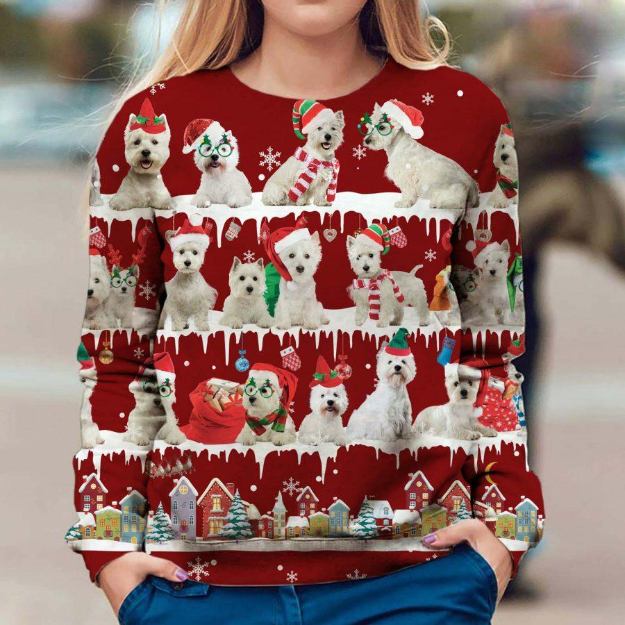 West Highland White Terrier – Snow Christmas – Premium Dog Christmas Ugly Sweatshirt, Dog Ugly Sweater