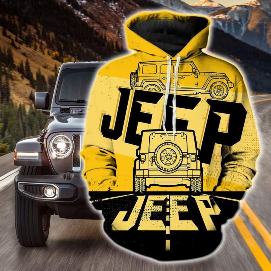 Yellow Jeep Hoodie 3D All Over Print