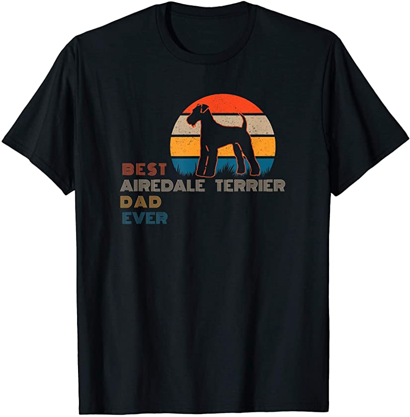 Puppy Trainer Retro Best Dog Dad Airedale Terrier Owner T-Shirt