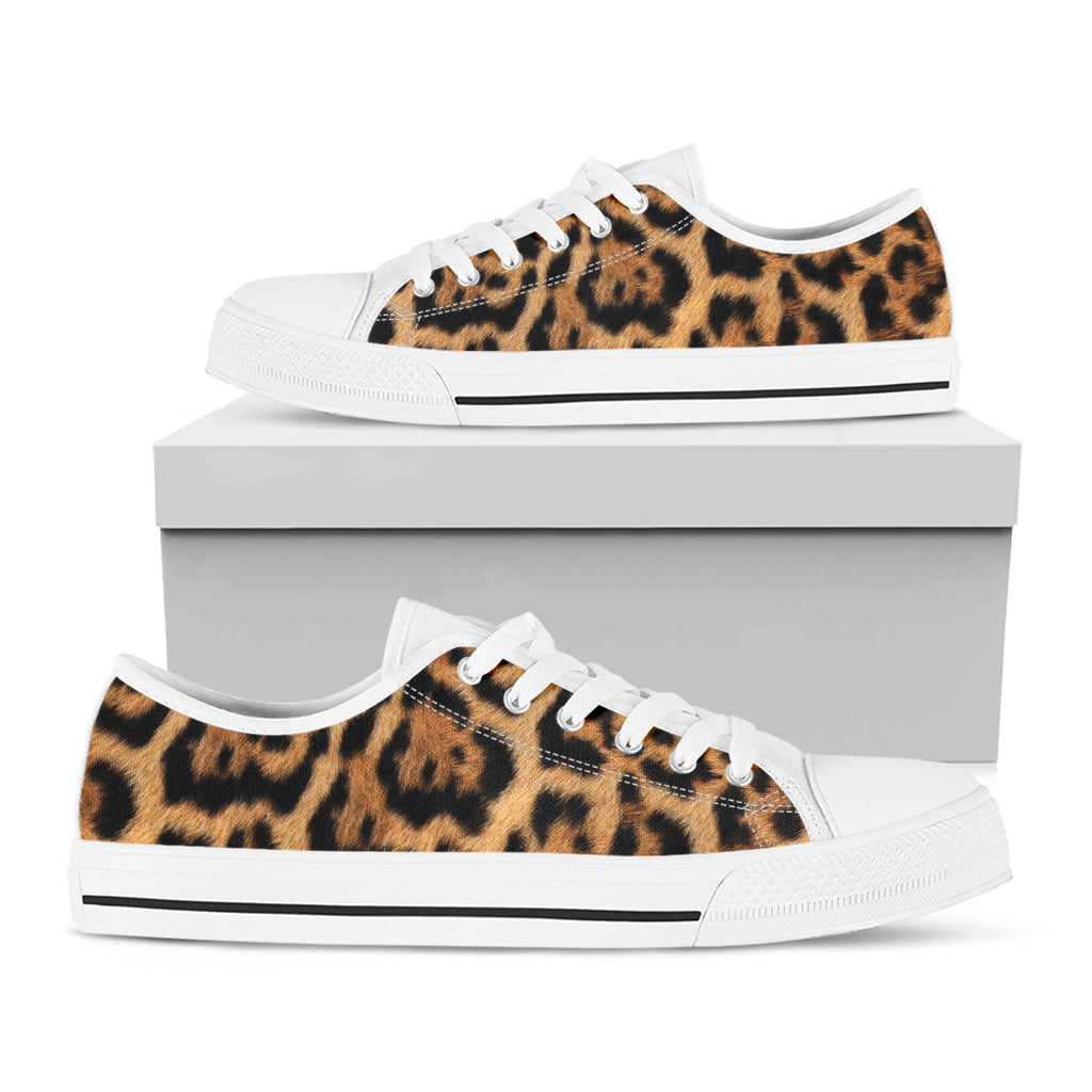 Jaguar Fur Pattern Print White Low Top Shoes