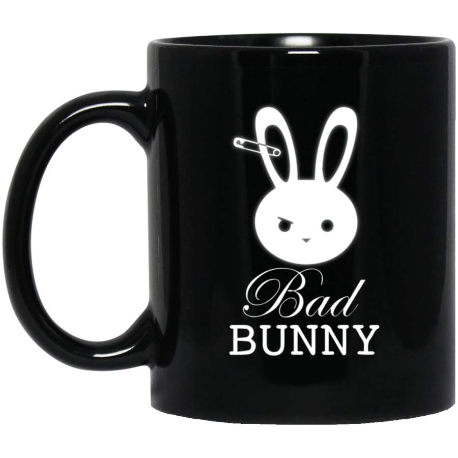 Safety Pin On Light Bunny Ear Vintage Retro Bad Bunny 11 oz 15 oz Black Mug