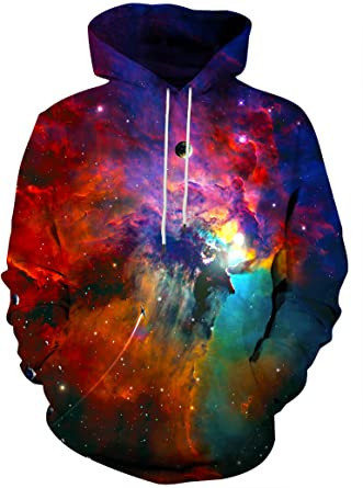 3D Space Galaxy Print Pullover Hoodie Hooded Sweatshirt Colorful Classic