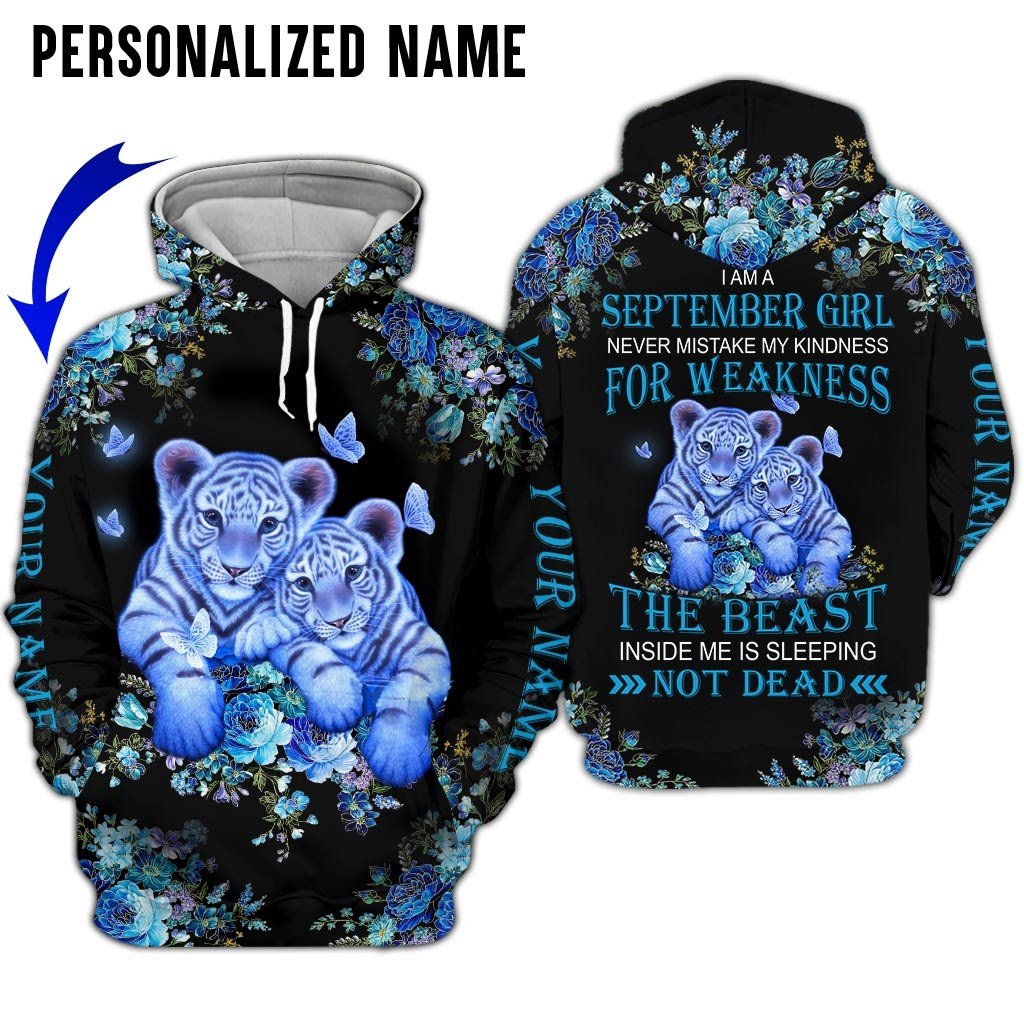 Tiger September Girl Custom Name 3D All Over Print | For Men & Women | Adult | Cn1556