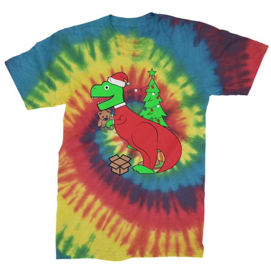 Tyrannosaurus Rex Ugly Christmas Mens Tie-Dye T-shirt