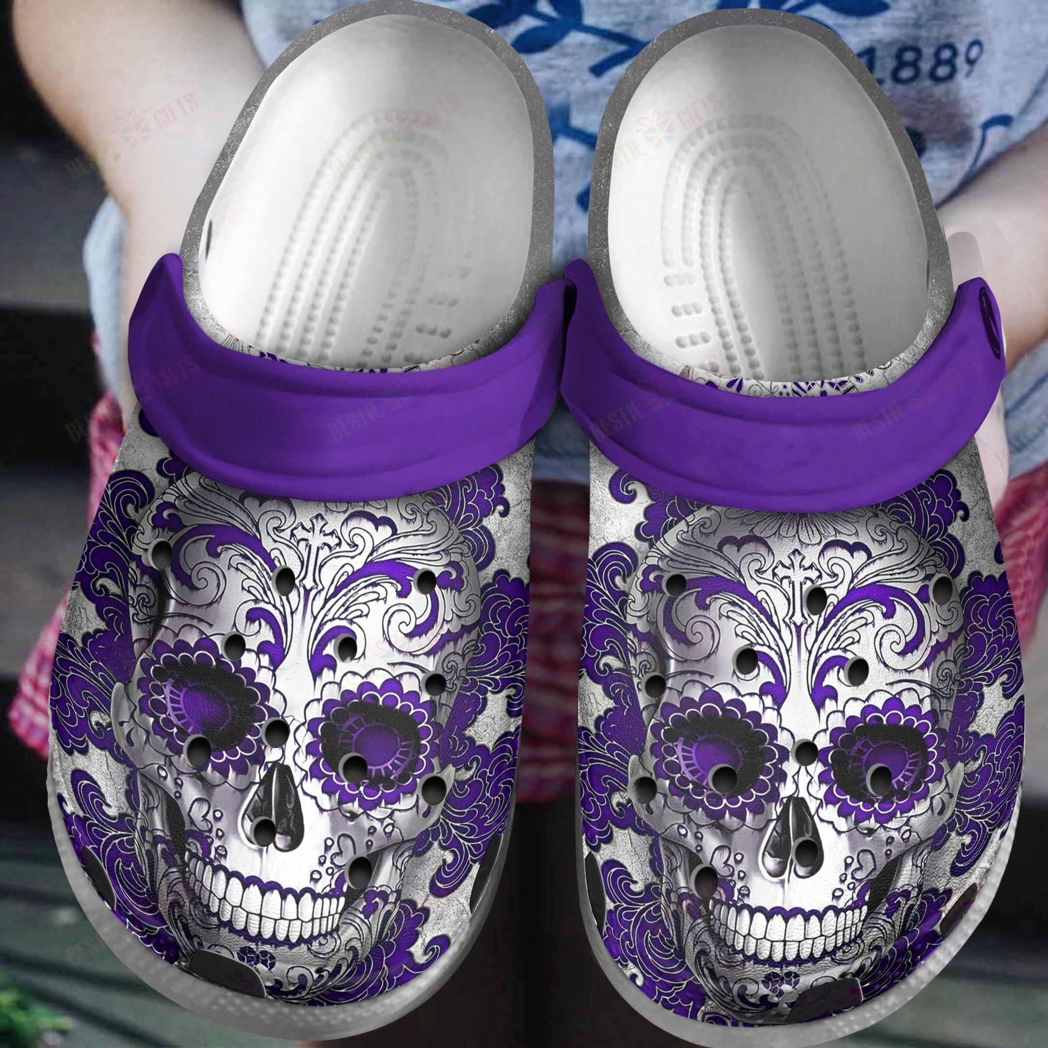 Skull Crocs Classic Clog Colorful Skull Shoes