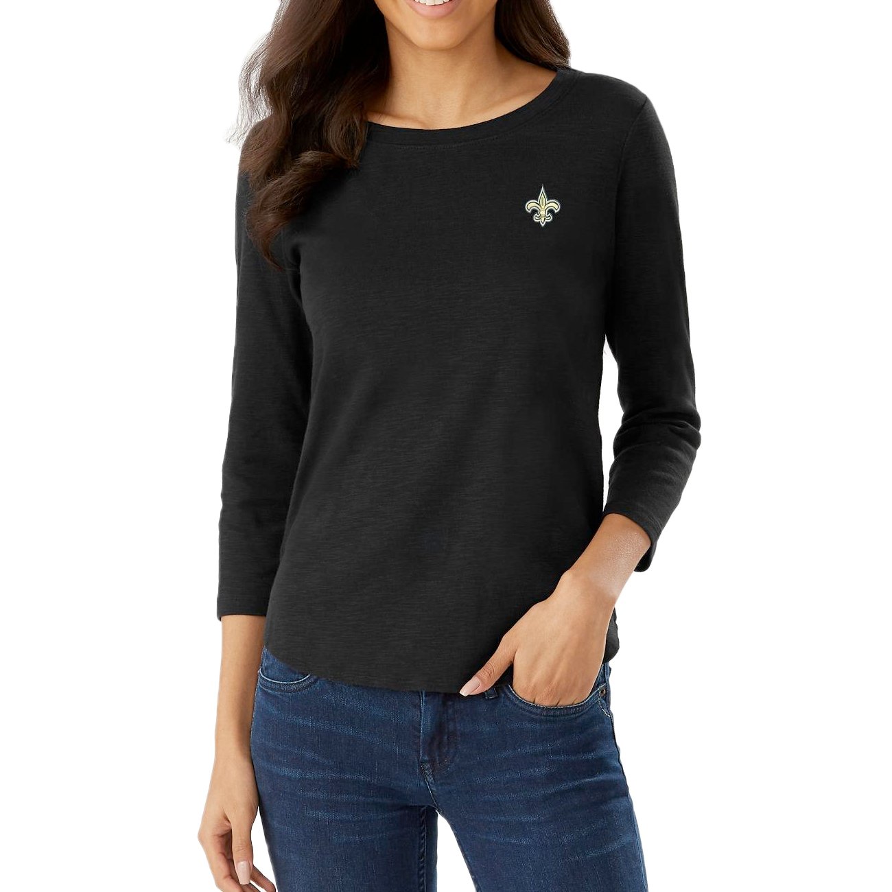 New Orleans Saints Tommy Bahama Women’s Ashby 3/4 Sleeve T-Shirt – Black