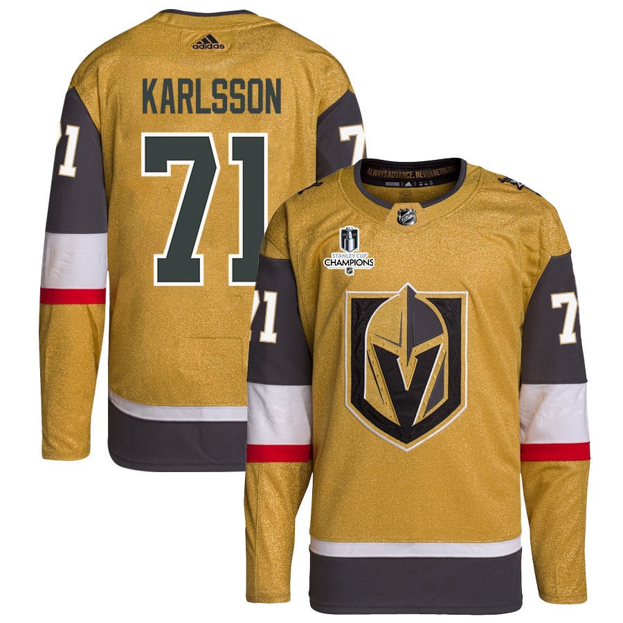 William Karlsson 71 Vegas Golden Knights Stanley Cup 2023 Champions Patch Home Breakaway Men Jersey – Gold