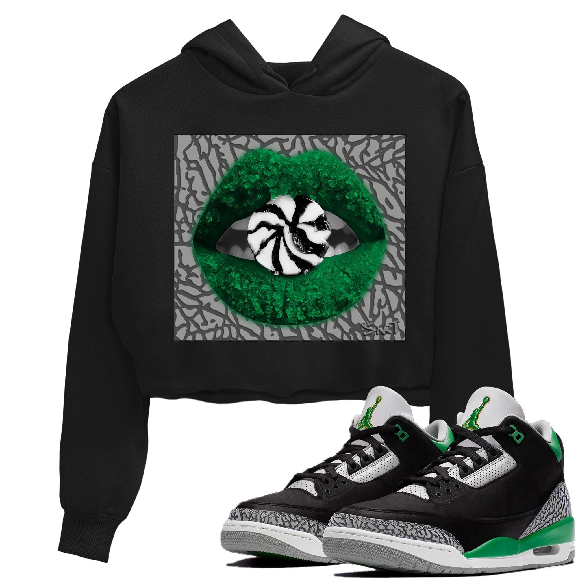 Lips Candy Crop Hoodie – Air Jordan 3 Pine Green