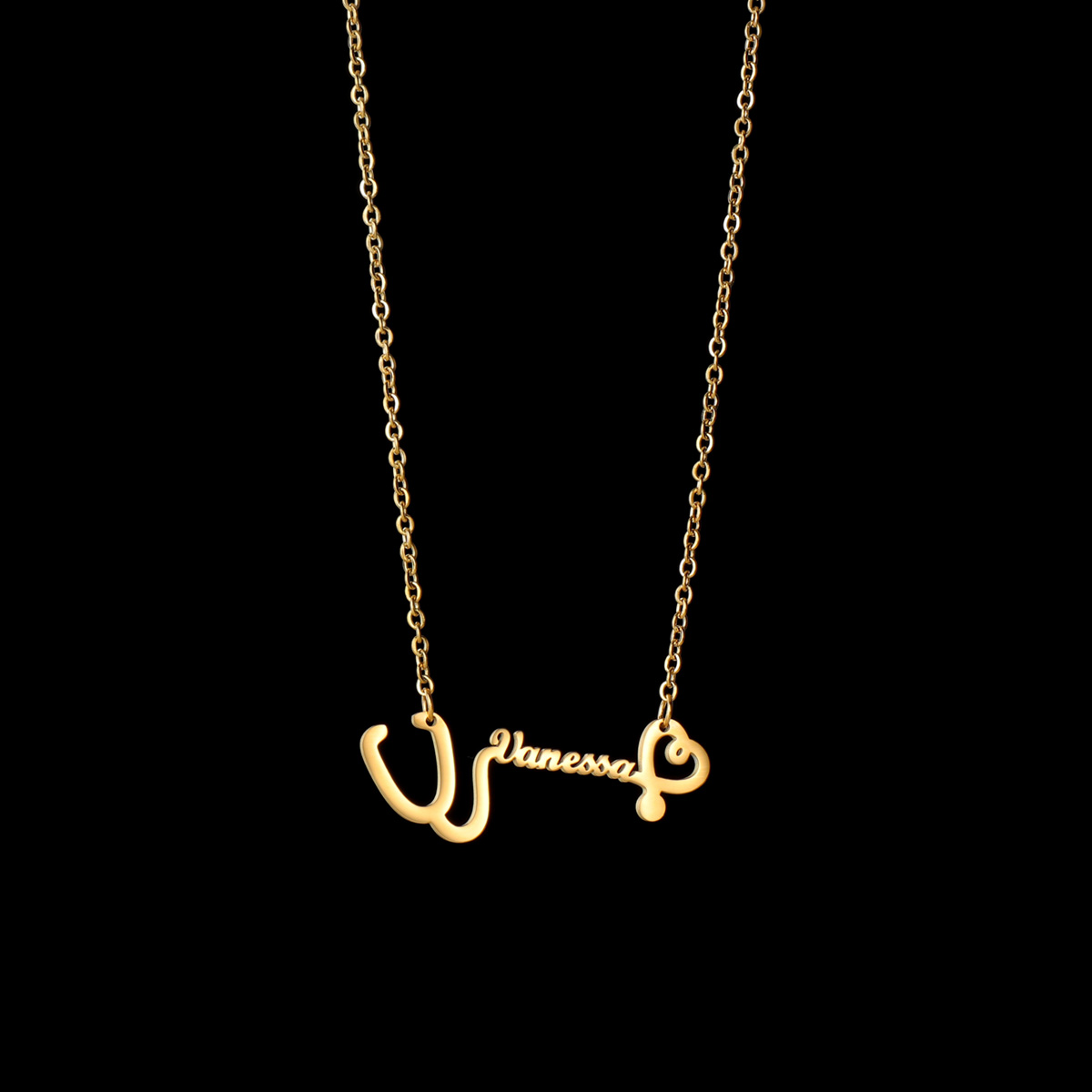 Atoztide Custom Name Gold Color Stainless Steel Lovely Dolphin Shape Necklaces Personalized Jewelry Chain Chain for Women Gift alx