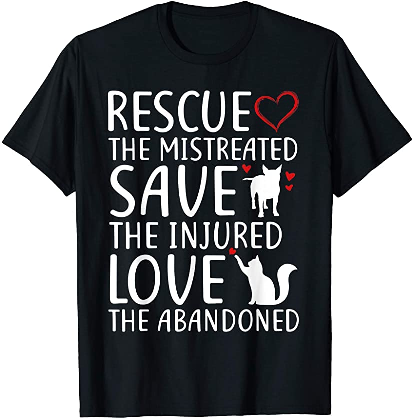 Rescue Save Love – Cute Animal Rescue Dog Cat Lovers T-Shirt