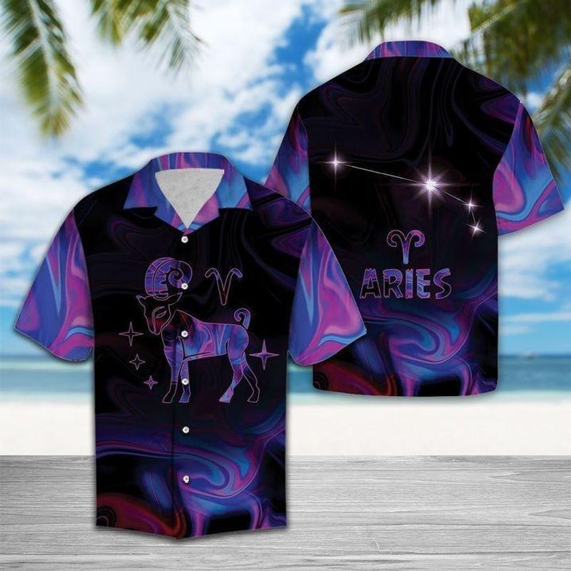 Aries Horoscope Short Sleeve Hawaiian Shirt Unisex Hawaii Size S-5Xl