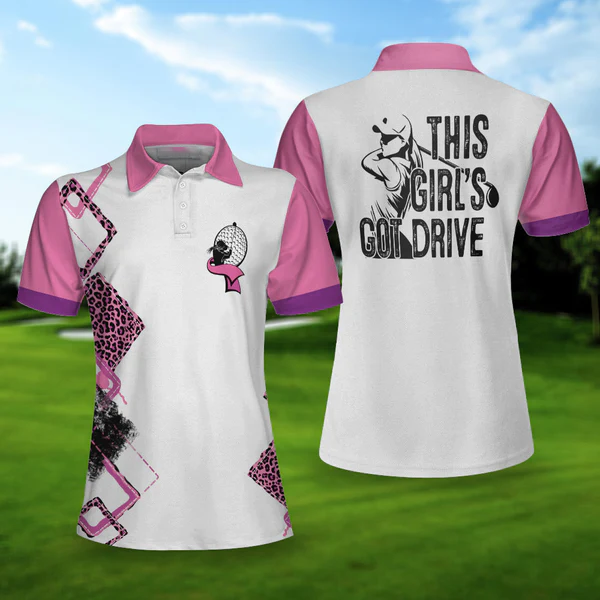 This Girl’S Got Drive Women Short Sleeve Polo Shirt, Pink Leopard Golf Shirt For Female Golfers, Best Golf Gift Idea Coolspod