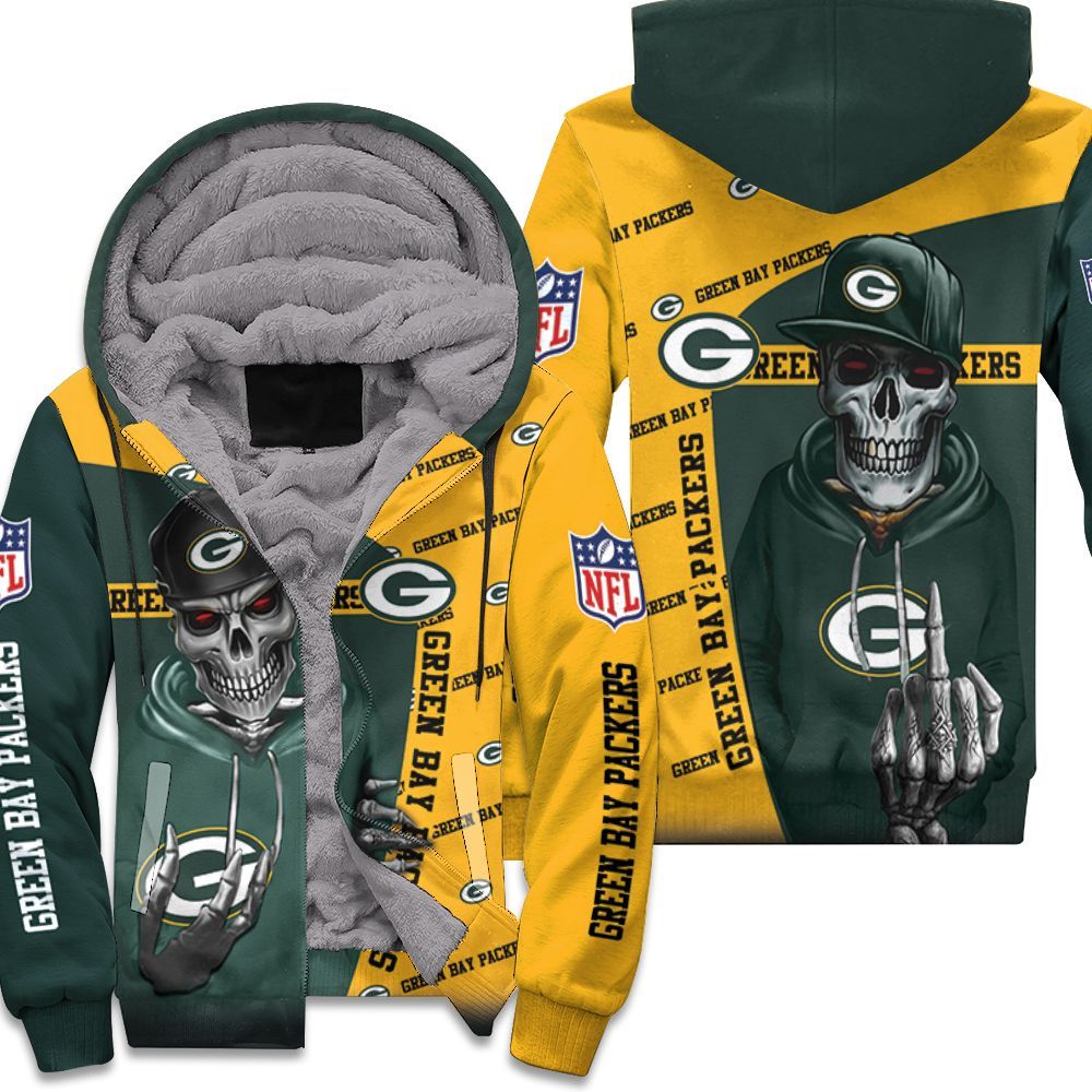 Green Bay Packers Hiphop Skeleton Fan 3D T Shirt Hoodie Sweater Fleece Hoodie